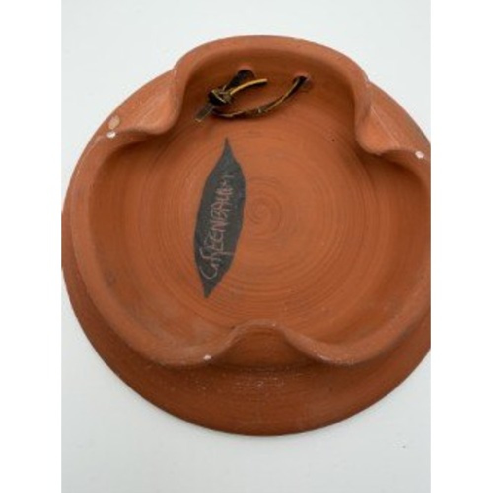 Vintage Greenbaum Pottery Abstract Splatter Trivet Terracotta Studio Ceramic - Picture 3 of 4